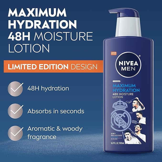 NIVEA MEN Real Madrid Limited Edition Design Maximum Hydration 48-Hour Moisture - Image 3