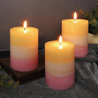 Sweet Scented Candles 3x4 Inch Pillar Candle Honeysuckle Scented Layered Yellow - Image 2