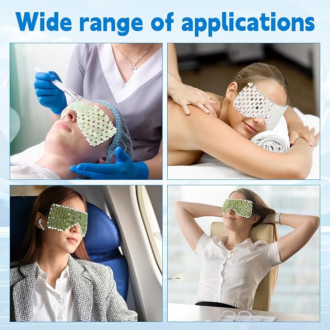 Coume 4 Pcs Jade Eye Mask Reusable Sage Green Facial Cooling Mask - Image 7