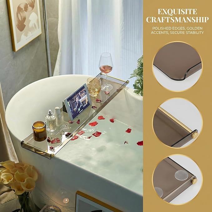 Bathtub Caddy Tray for Luxury Bathroom Bath tub Table Caddy Tray Shelf for - Image 2
