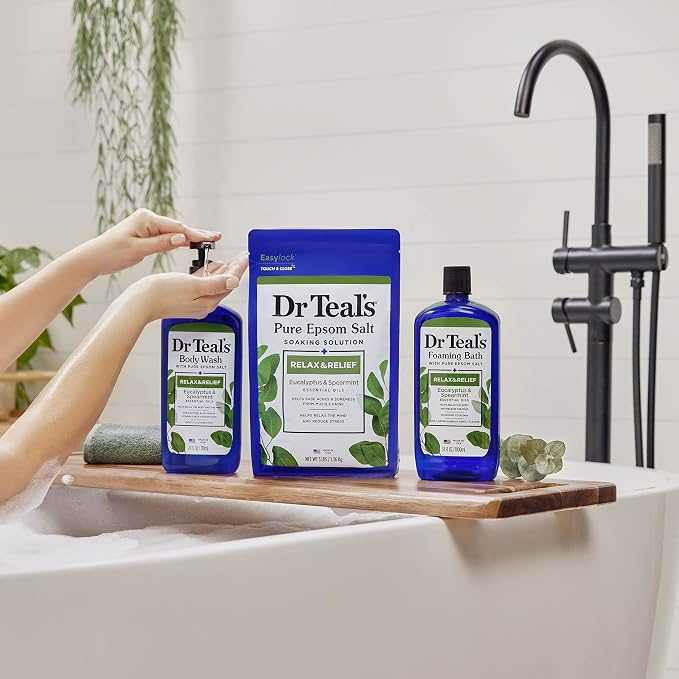 Dr Teal's Foaming Bath with Pure Epsom Salt, Relax & Relief with Eucalyptus & - Image 6