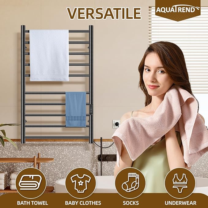 Towel Warmer Rack for Bathroom, Heated Towel Rack Wall Mounted, Stainless Steel - Image 6