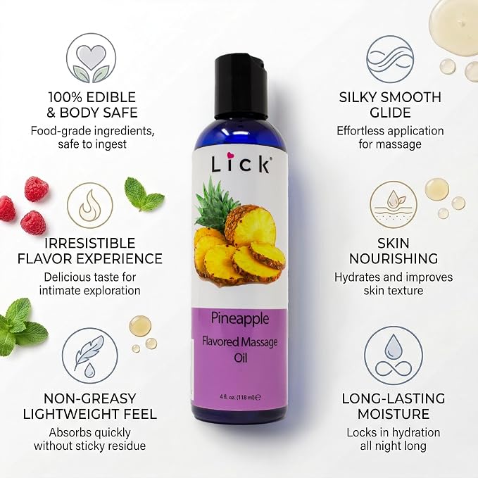 Lick Pineapple Flavored Massage Oil – Sweet Tropical Edible Massage Oil - Image 4