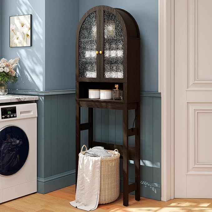 HMstone Over The Toilet Storage Cabinet, Arched Bathroom Organizer and Storage - Image 7