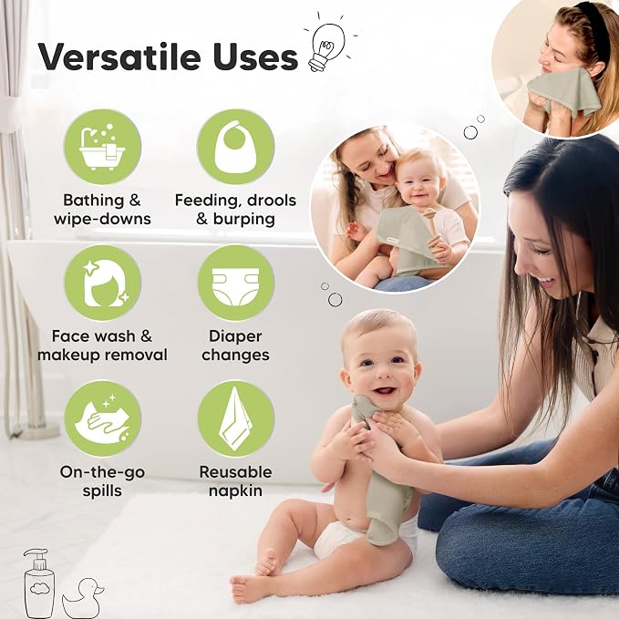 6-Pack Baby Washcloths – Soft Absorbent Viscose from Bamboo Washcloths - Image 6