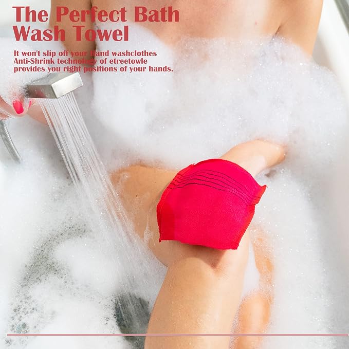 etreetowel Korean Asian Exfoliating Bath Washcloths Mitt Scrub - Image 4