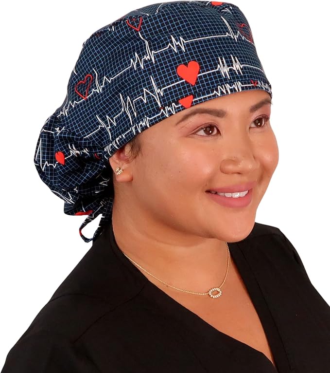 Sparkling EARTH Big Hair Ponytail Classic Surgical Style Scrub Working Cap by SparklingEARTH