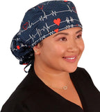 Sparkling EARTH Big Hair Ponytail Classic Surgical Style Scrub Working Cap by SparklingEARTH