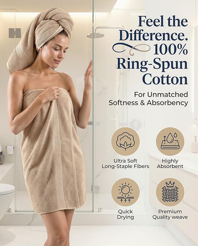 Lane Linen 100% Cotton Towel Set - Image 2