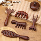6 Pcs Natural Wooden Scalp Massager Comb Tool Set - Image 4