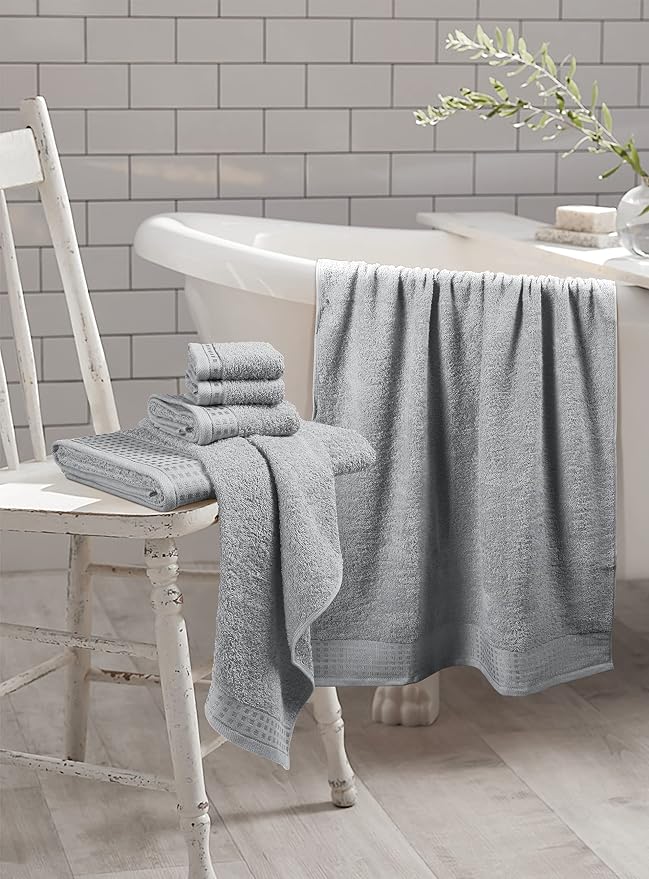 GLAMBURG 100% Cotton Ultra Soft 6 Pack Towel Set, Contains 2 Bath Towels 28x55 - Image 3