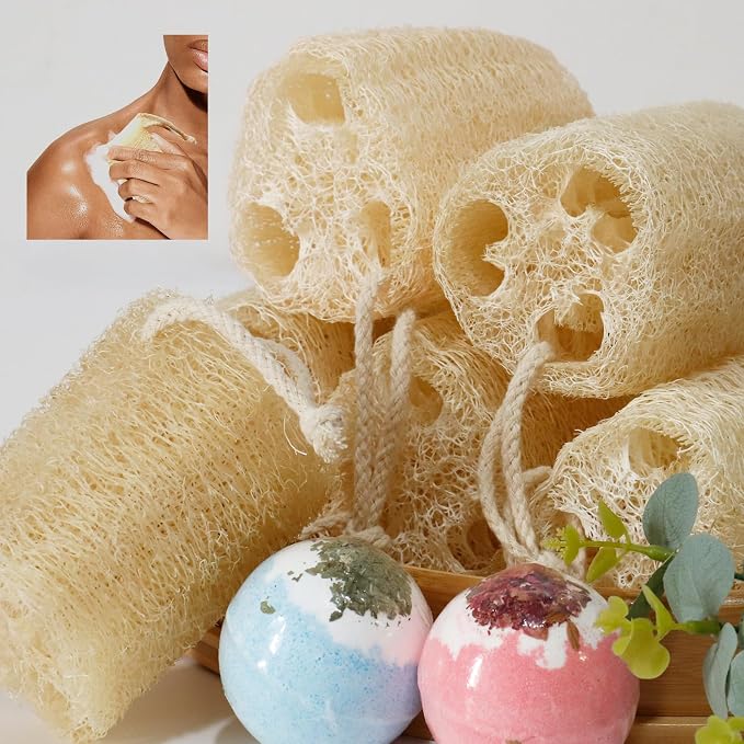 Natural Loofah Sponge, Organic Bath Loofah Pack, Lufas Exfoliating Body Scrubber - Image 7