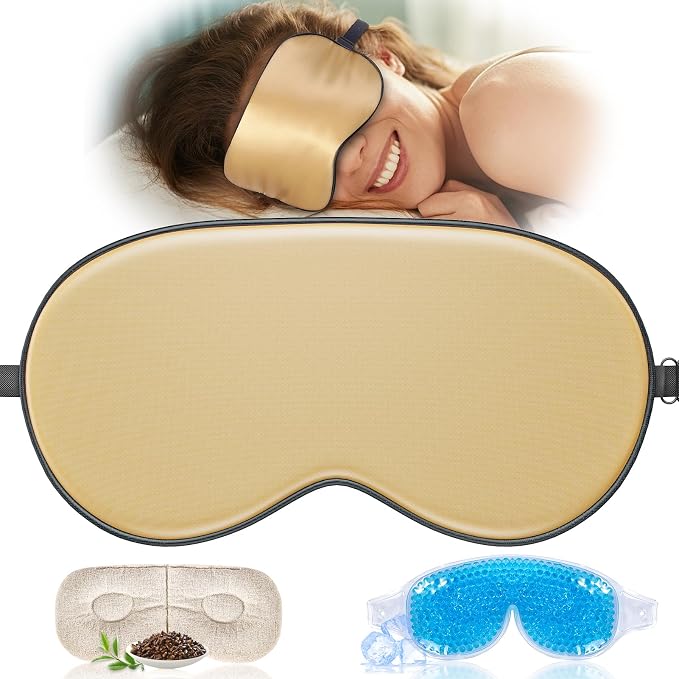 TOPOINT Silk Sleep Mask Light Blocking, 3-in-1 Cooling Heated Eye Mask by TOPOINT