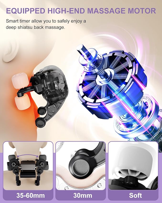 Shiatsu Neck Massager with Heat, Cordless Portable Cervical Traction Device - Image 3