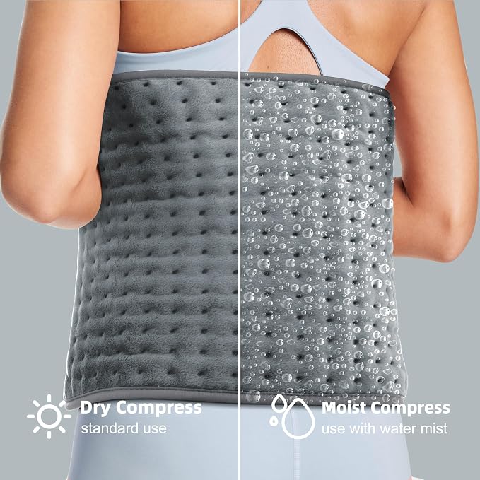 Heating Pad for Pain Relief – 12"x24" Moist/Dry Heat for Back, and Cramps - Image 3