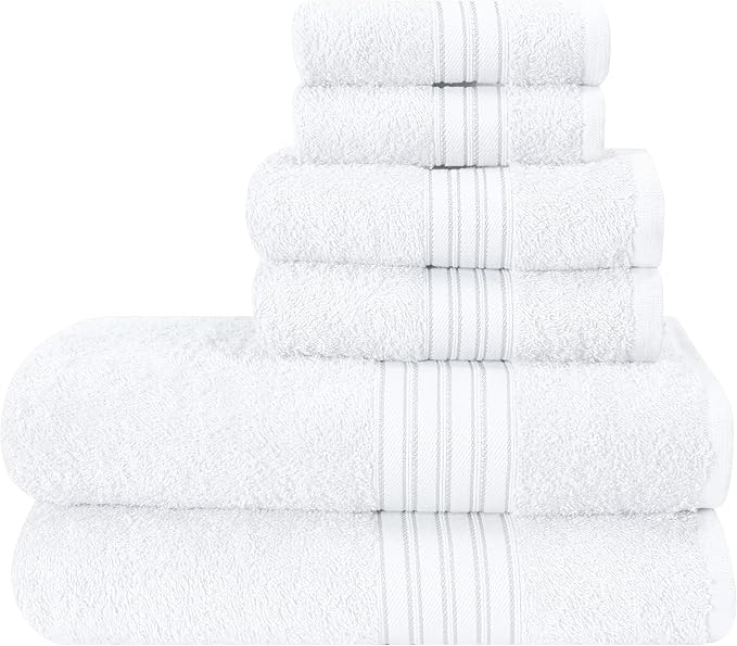 BOUTIQUO 6 Pack Cotton Towel Set, Contains 2 Bath Towels 28x55 inch, 2 Hand by BOUTIQUO