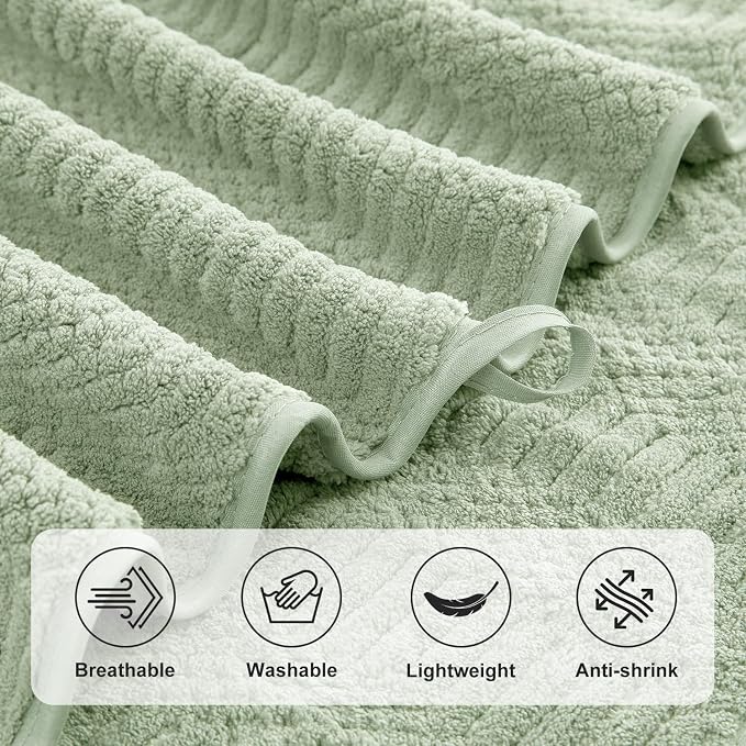 8 Piece Sage Green Bath Towels Set, 2 Oversized Large Bath Sheets, 2 Hand - Image 9