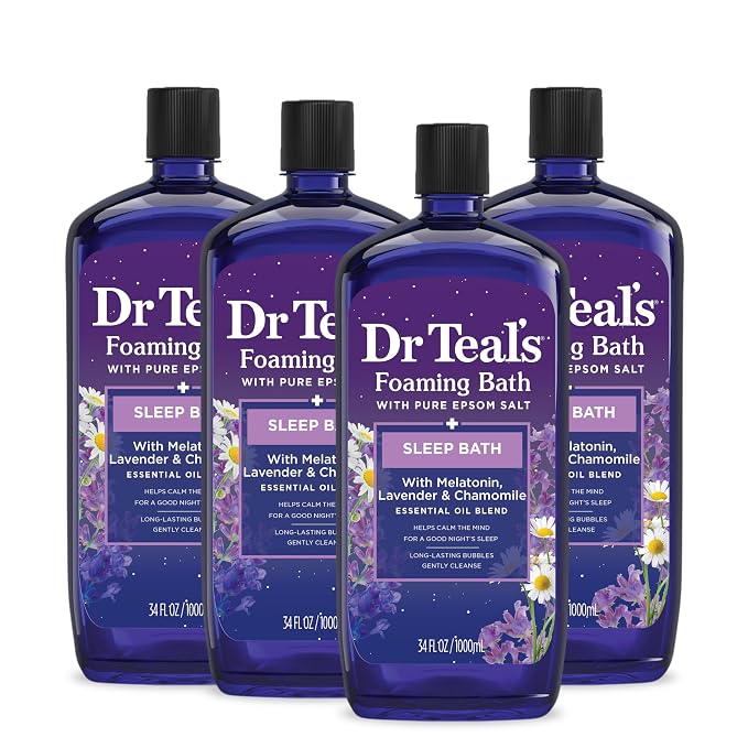 Dr Teal's Foaming Bath with Pure Epsom Salt, Melatonin Sleep Soak with by DrTeals
