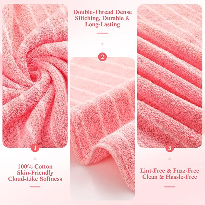 6 Pcs Large Bath Towels Set 28x55 Inch Soft Cotton Towels - Image 5