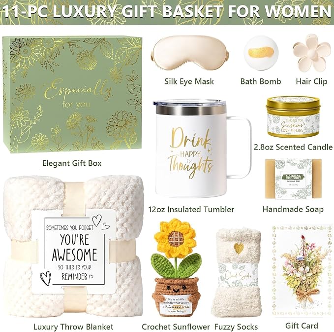 Birthday Gifts for Women Self Care Get Well Soon Gift Baskets, Spa Care Package - Image 2
