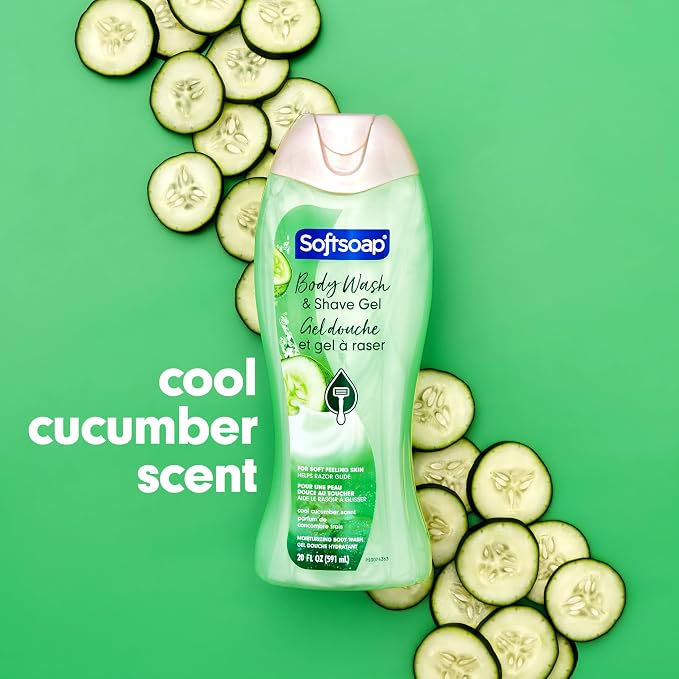 Softsoap Moisturizing Body Wash and Shave Gel, Cool Cucumber Scent, 20 fl oz - Image 4