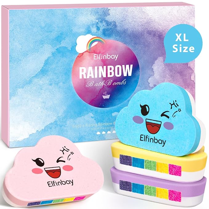 Rainbow Bath Bombs for Kids, 4 XL Kid Bath Bombs by Unknown