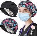 2 Pack Satin Lined Bouffant Scrub Caps by Yuest