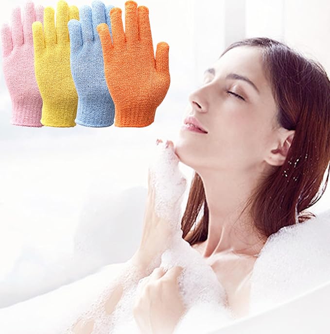 IBLUE Shower Gloves, Double Sided Exfoliating Bath Body Scrub Gloves - Image 6