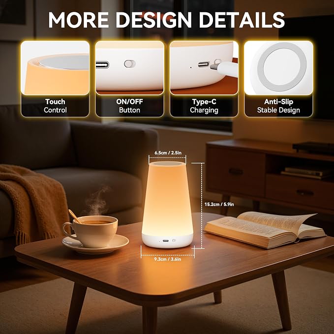 Auxmir Night Light, Dimmable Touch Lamp - Image 8