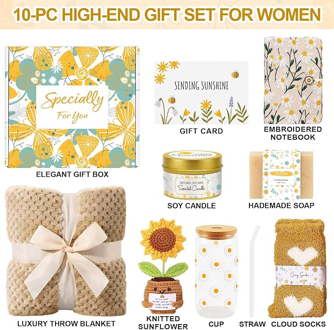 Wasocol Self Care Gifts for Women Gift Baskets，Sending Sunshine Thinking of You - Image 3