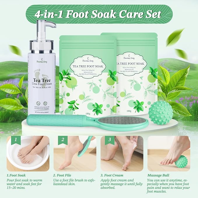 Gift Baskets for Women, Eleanore's Diary 4pcs Tea Tree Foot Soak Set-Suit for - Image 5