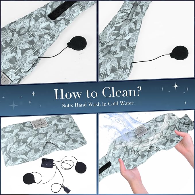 LC-dolida Sleep Mask with Bluetooth Headphones, Extra Large Silk Eye Mask - Image 7