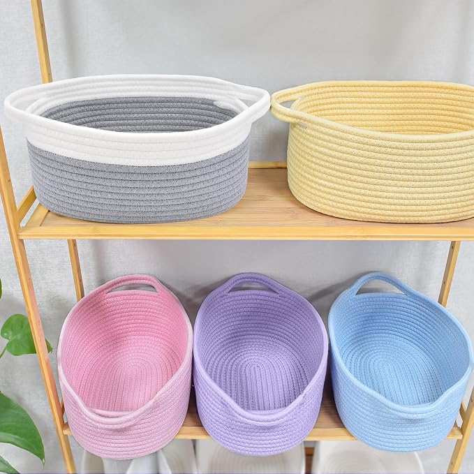 ABenkle Small Basket with Handles, Boho Decorative Rope Woven Dog Cat Toy - Image 7