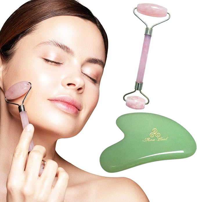 Mina Heal Jade Roller for Face, Lymphatic Drainage Massager & Gua Sha Facial - Image 2