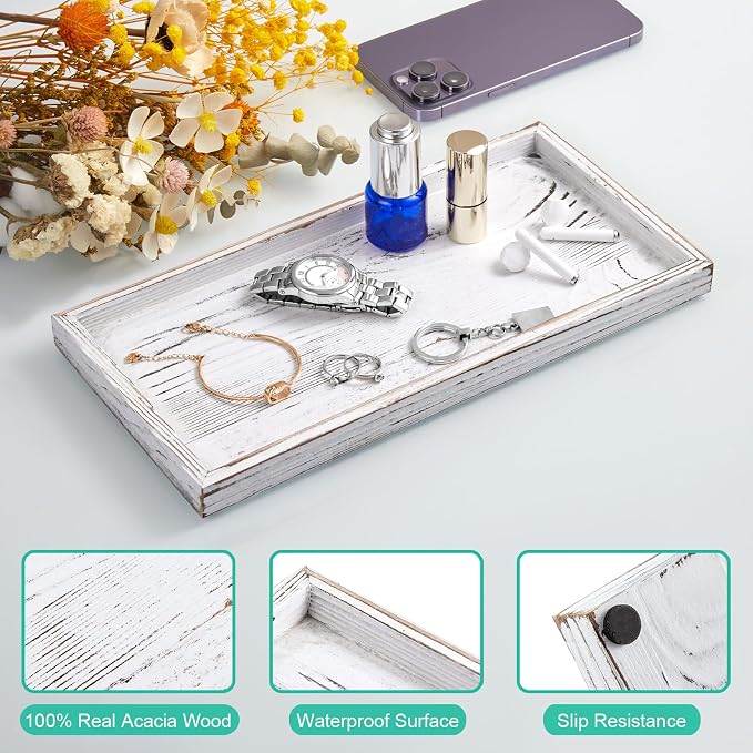 ALELION 11.7" White Bathroom Vanity Tray - Image 4