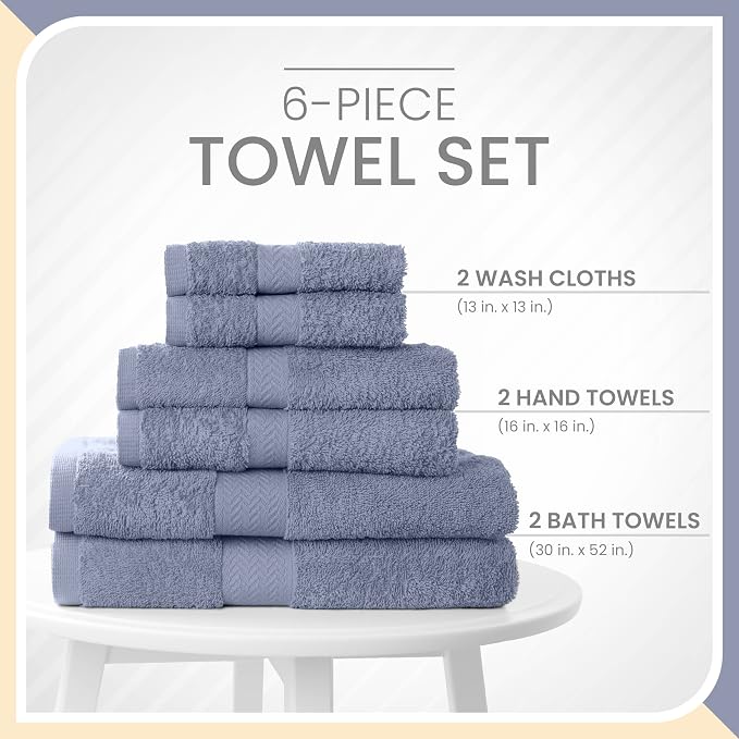 Martex 6-Piece 100% Ringspun Cotton Towel Set | Quick Dry | Super Absorbent & - Image 3