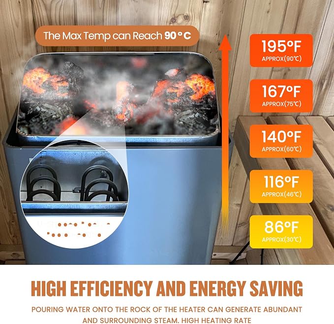 OUTEXER Outdoor Traditional Sauna 4-5 Person Wooden Saunas, 6’x6’Steam Wet - Image 7
