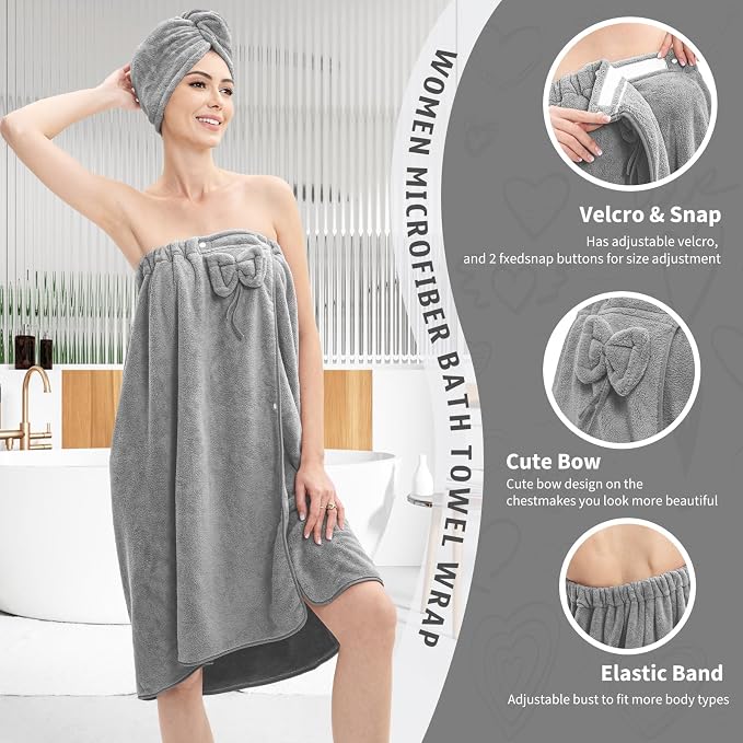Bath Wrap Towels for Women – Adjustable Spa Shower Wrap - Image 3