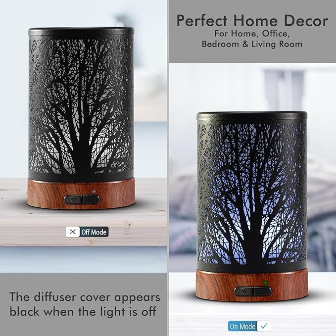 EQUSUPRO Essential Oil Diffuser 150ml Black Metal Aromatherapy Oil Diffuser - Image 2