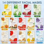 KONEUK 14 Pack Sheet Face Masks Skincare, Hydrating Face Masks Suitable - Image 3