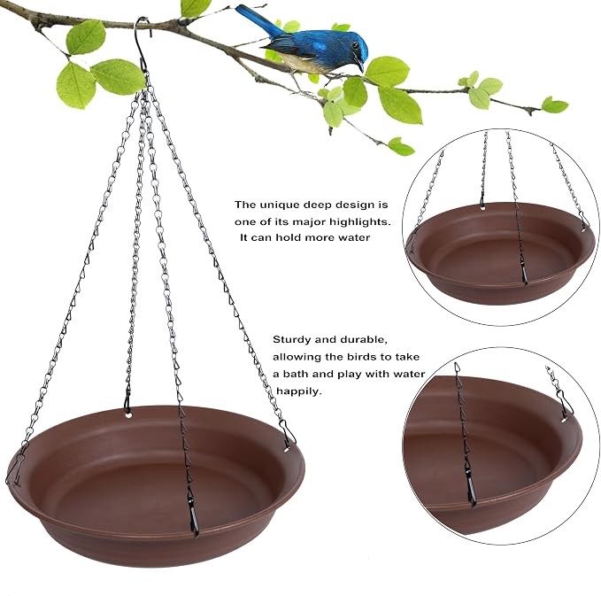 VUWEZ Hanging Bird Bath, Hanging Bird Water Feeder - Image 3