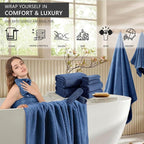 4 Piece Extra Large Bath Towel 35"x70" Oversized Bath Sheet Navy Blue Bath - Image 2