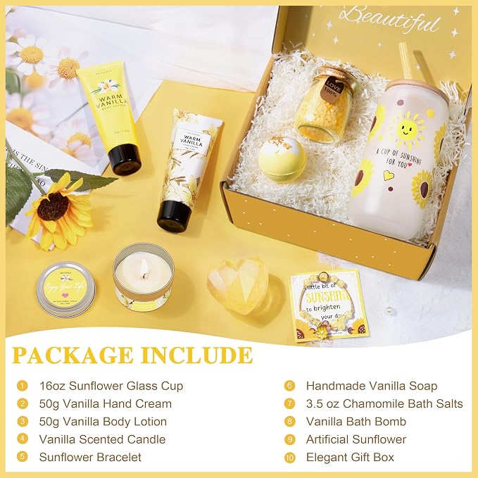 Gifts for Women, Bath and Body Gift 10 pcs Warm Vanilla Self Care Set for - Image 2