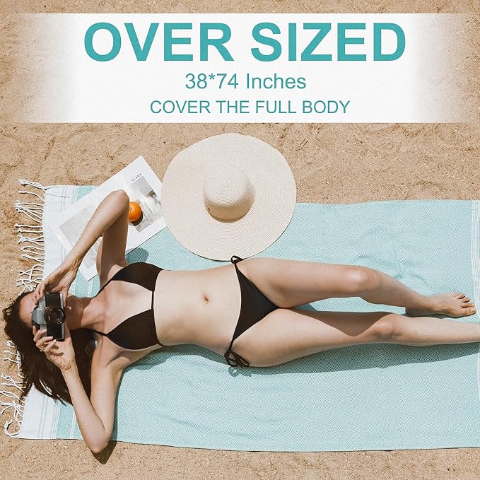 6 Packs Oversized Cotton Turkish Beach Towels Set Bulk 74"x38" Extra Large Sand - Image 4