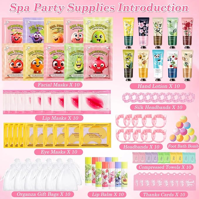 110PCS Spa Party Supplies for Girls, Spa Party Favors Include Lip Mask - Image 4