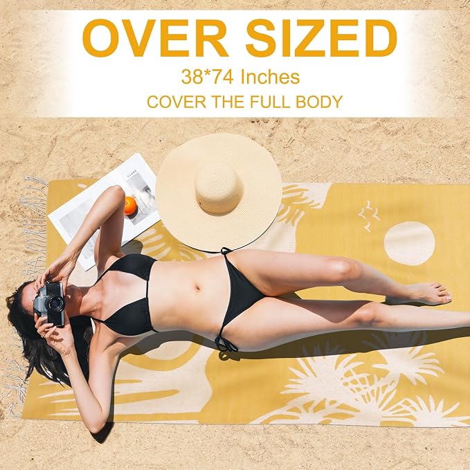 Oversized Cotton Turkish Beach Towels 72"x36" Lightweight Quick Dry Sandless - Image 2