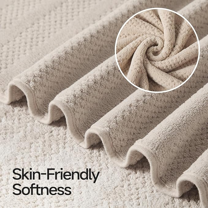 ecolook 4 Pack Microfiber Bath Towels, 31 x 63 inches Extra Large Bath Towel Set - Image 6