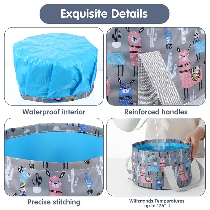 Molain Foldable Bucket for Soaking Feet, Portable Foot Bath Tub Spa Basin Grey - Image 5