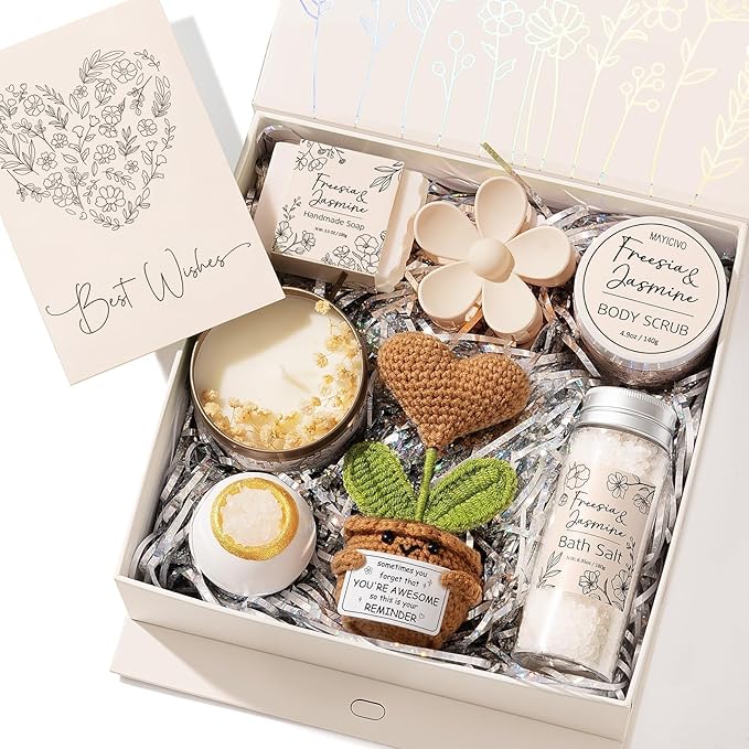 Spa Gifts for Women Bath Gift Set, Freesia & Jasmine Spa Gift Basket Home Bath by MAYICIVO
