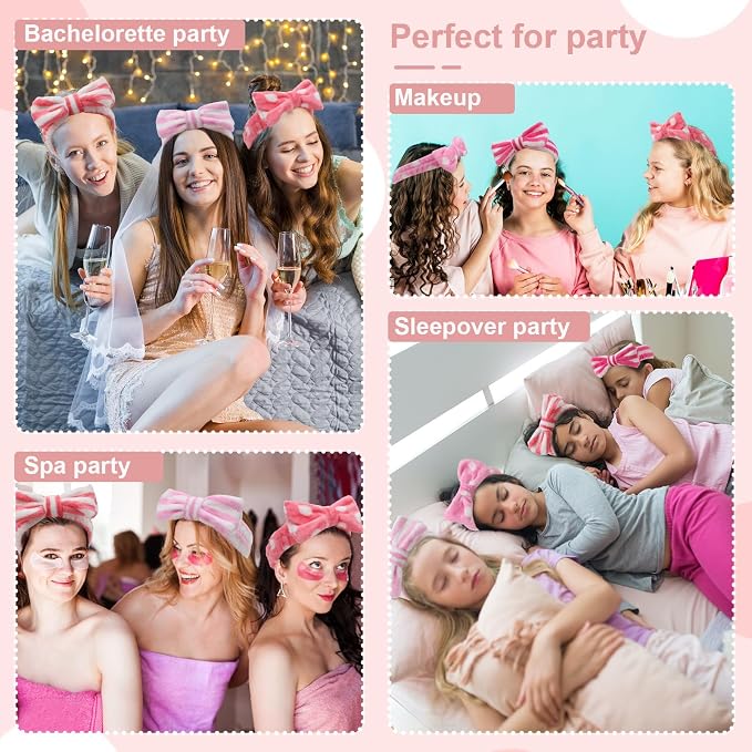 WHAVEL 6 Pack Pink Spa Headband Makeup Soft Skincare Shower Headbands Fluffy - Image 3